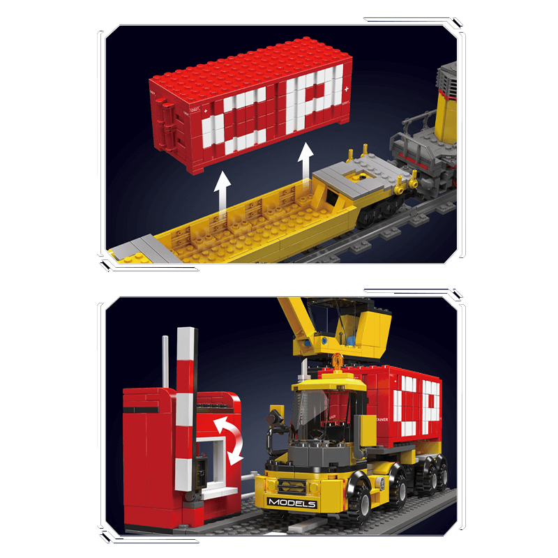 EMD GP40 Freight Train With Crane 1169pcs