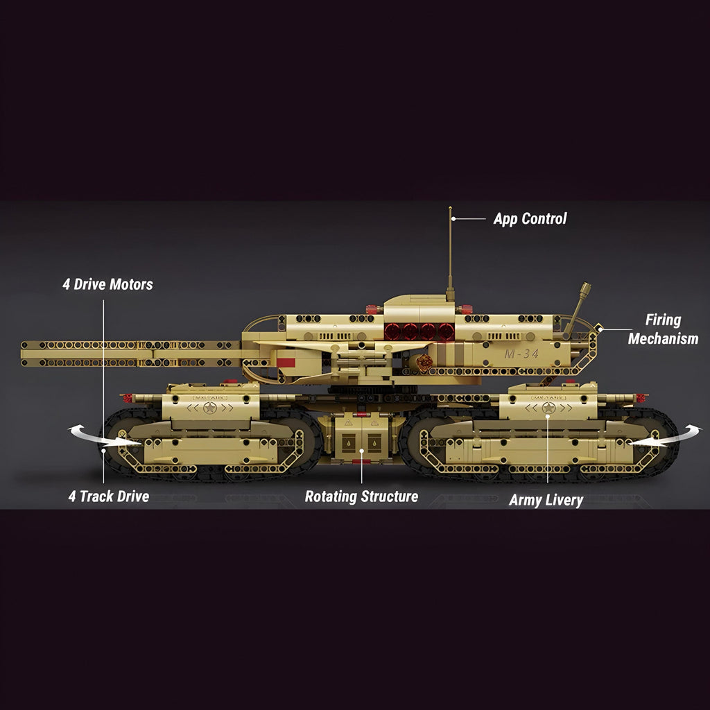 Remote Controlled Army 4 Track Tank - 3295pcs
