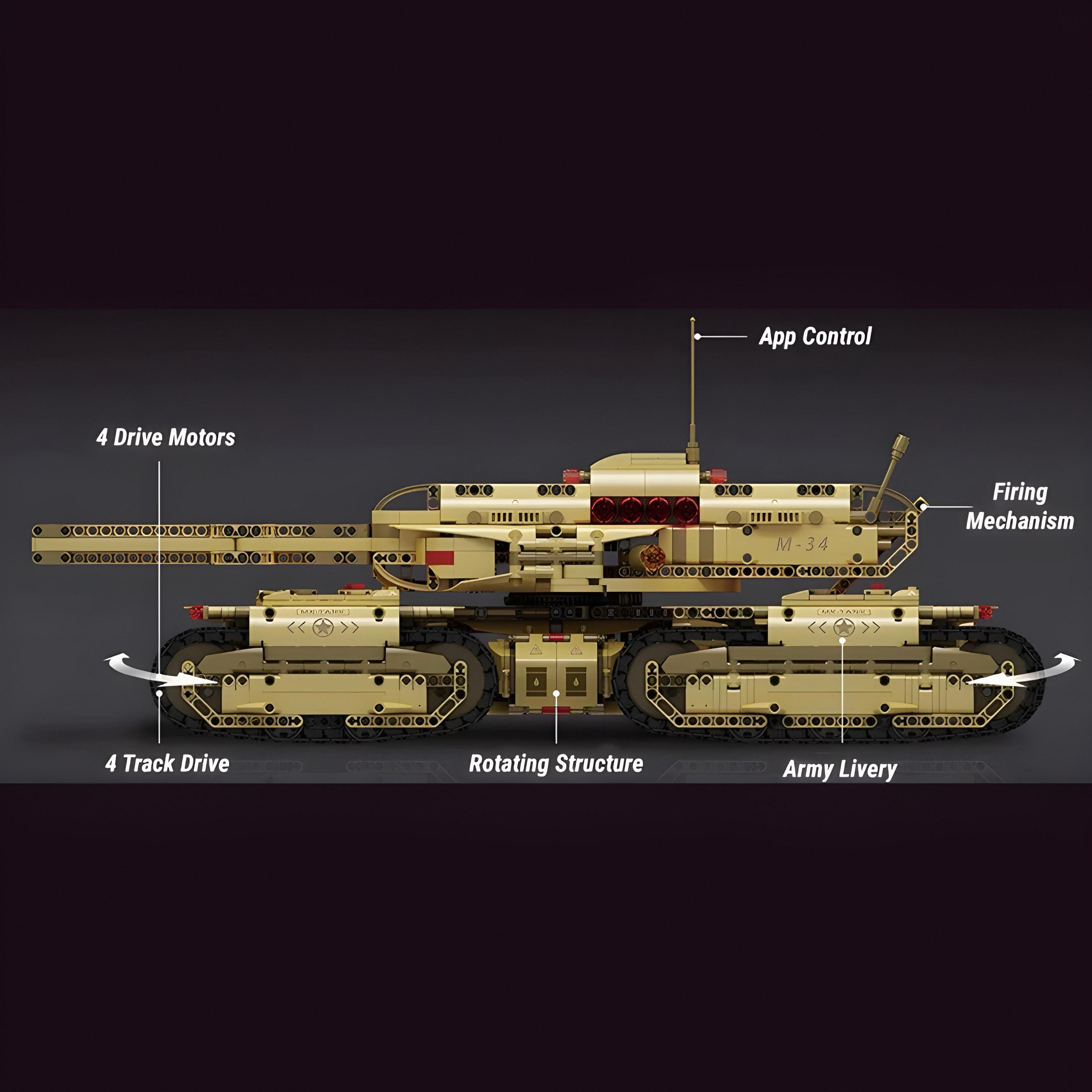 Remote Controlled Army 4 Track Tank - 3295pcs