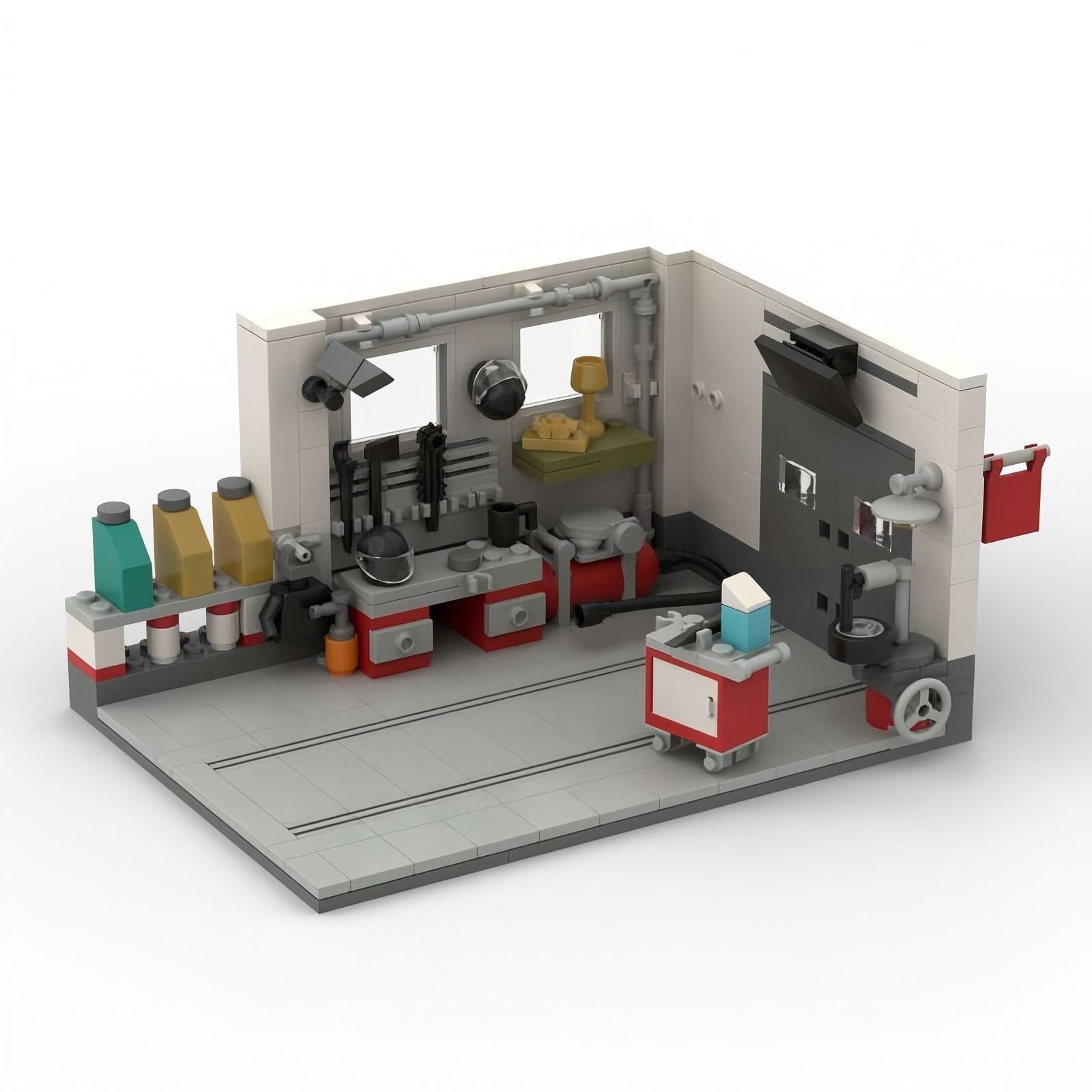 Classic Auto Workshop Mini Build Model | 341 pcs Mechanic's Diorama - BLOCKPOINT