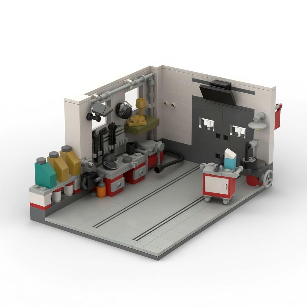 Classic Auto Workshop Mini Build Model | 341 pcs Mechanic's Diorama - BLOCKPOINT