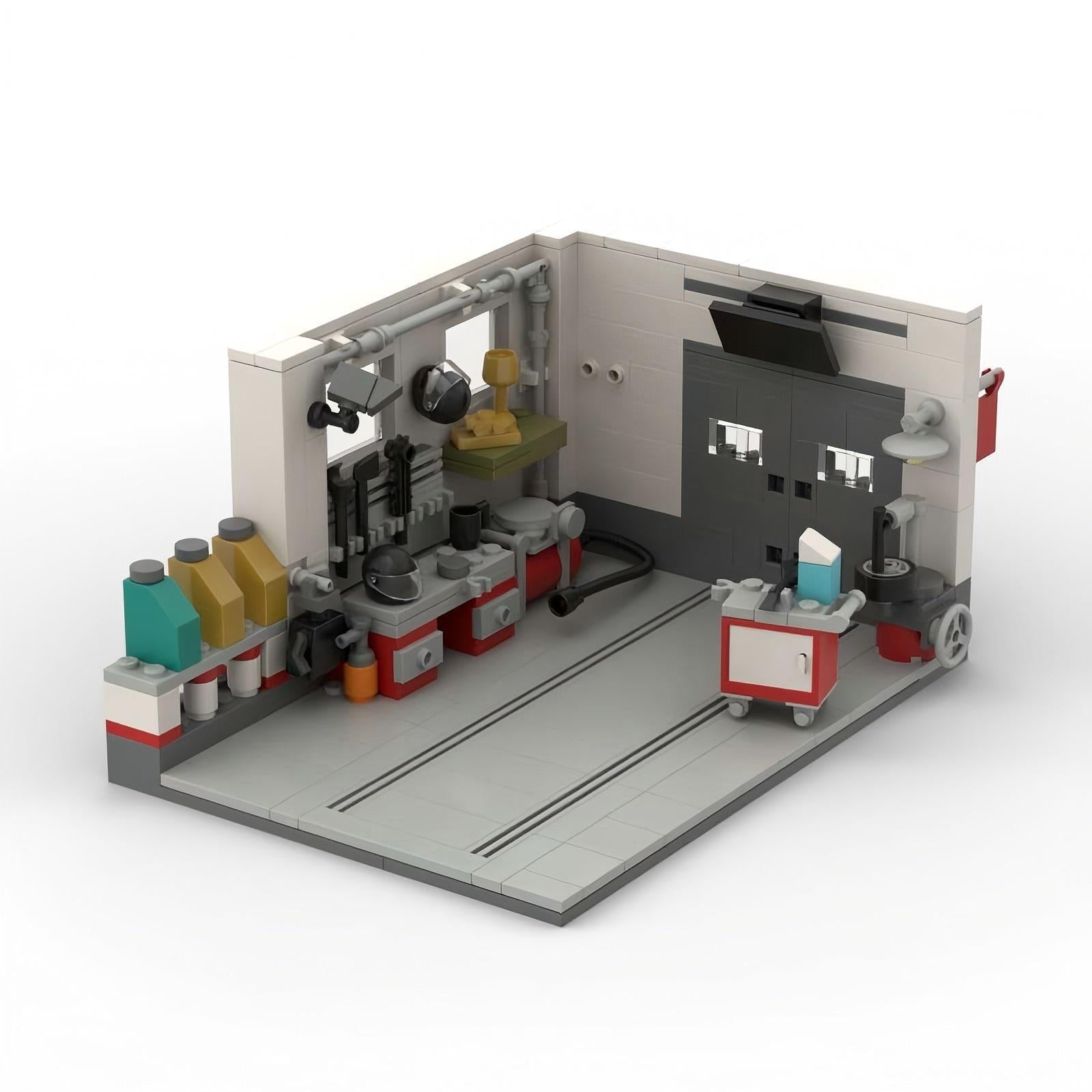 Classic Auto Workshop Mini Build Model | 341 pcs Mechanic's Diorama - BLOCKPOINT